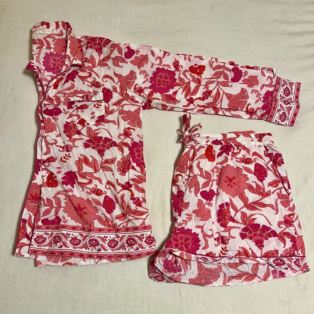 Roller Rabbit Pink Botanica Lounge Pajamas Set